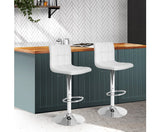 Set of 2 PU Leather Gas Lift Bar Stools - White