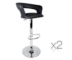 Set of 2 PU Leather Kitchen Bar Stool Black - JVEES