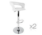 Set of 2 PU Leather Kitchen Bar Stools White - JVEES