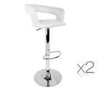 Set of 2 PU Leather Kitchen Bar Stools White - JVEES