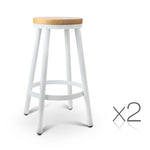 Set of 2 Round White Stackable Bar Stools