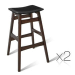 Sert of 2 Rubberwood Bar Stools - Black