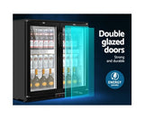 198L Commercial Double Glass Door Bar Fridge - JVEES