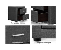 Fabric Bedside Table - Charcoal - JVEES