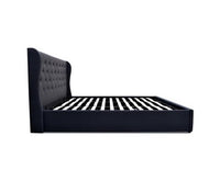 King Size Gas Lift Bed Frame - Charcoal - Winged Headboard - JVEES