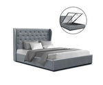 Queen Size Gas Lift Bed Frame Base With Storage - Grey - JVEES