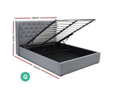 Queen Size Gas Lift Bed Frame Base With Storage - Grey - JVEES