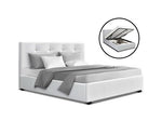 Double Full Size Gas Lift Bed Frame Base With Storage - White Leather - JVEES