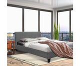 Queen Size Fabric Bed Frame Headboard- Grey - JVEES