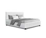 Queen Size Bed Frame White Leather - JVEES