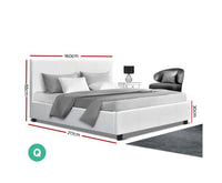 Queen Size Bed Frame White Leather - JVEES