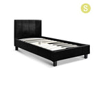 Single Size PU Leather Headboard Bed Frame - Steel Black - JVEES