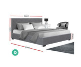 Fabric Gas Lift Bed Frame Queen Grey - JVEES