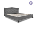 Fabric Bed Frame with Headboard Grey - King - JVEES