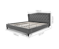 Fabric Bed Frame with Headboard Grey - King - JVEES