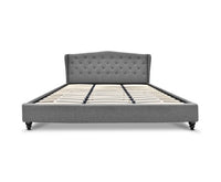 Fabric Bed Frame with Headboard Grey - King - JVEES