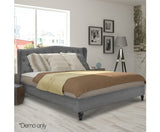 Fabric Bed Frame with Headboard Grey - King - JVEES