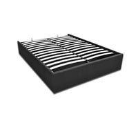 Queen Size Storage Gas Lift Bed Frame without Headboard Fabric Charcoal - JVEES