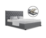 Queen Fabric Gas Lift Bed Frame with Headboard - JVEES