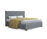 Queen Size Gas Lift Fabric Bed Frame - Grey - JVEES