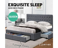 Premium Linen Fabric Bed Frame - JVEES