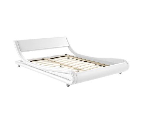 PU Leather Bed Frame Queen White - JVEES