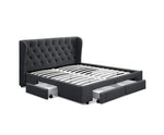 Queen Size Bed Frame Base Mattress With Storage Drawer Charcoal Fabric - JVEES