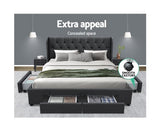 Queen Size Bed Frame Base Mattress With Storage Drawer Charcoal Fabric - JVEES