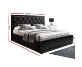 Leather Gas Lift Bed Frame - King - Black - JVEES