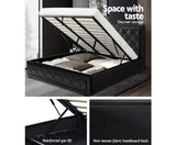 Leather Gas Lift Bed Frame - King - Black - JVEES