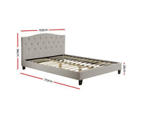 Lars Queen Bed Frame Fabric - Beige - JVEES