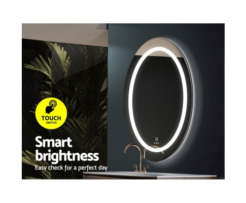 Round Wall Bathroom Vanity Makeup Mirror LED Illuminated Light Touch Switch 63cm - JVEES