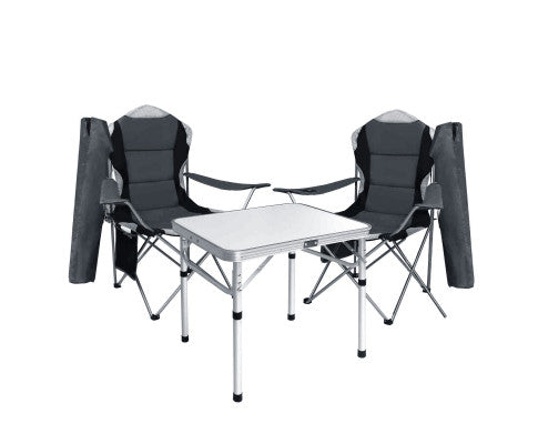 Folding Camping Table Aluminum Portable Plus 2 x Chairs - JVEES