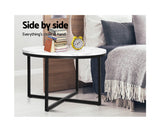 Marble Effect Coffee Side Table 70cm x 45cm - JVEES