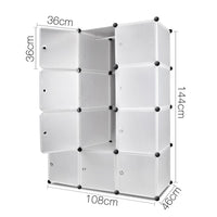 12 Cube Storage Cabinet with Hanging Bar - White - JVEES