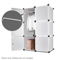 12 Cube Storage Cabinet with Hanging Bar - White - JVEES