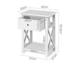 Bedside Table Coffee Side Cabinet Drawer Wooden White - JVEES