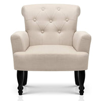 Wing Armchair French Provincial Linen Fabric Taupe - JVEES