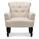 Wing Armchair French Provincial Linen Fabric Taupe - JVEES