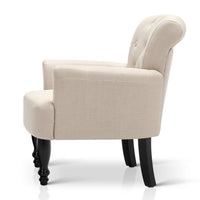 Wing Armchair French Provincial Linen Fabric Taupe - JVEES