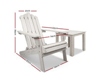 3pc Adirondack Outdoor Beach Chair Table Beige - JVEES