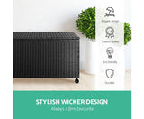 320L Outdoor Wicker Storage Box - Black - JVEES