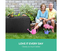 320L Outdoor Wicker Storage Box - Black - JVEES