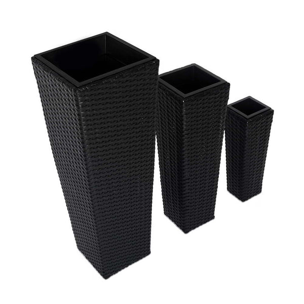 Set of 3 Rattan Wicker Planters 