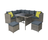 9 Seat Outdoor Sofa Dining Set - Mixed Grey - JVEES