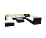 12 Piece Outdoor Furniture Set Wicker Sofa Lounge - JVEES