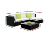 5 Piece Outdoor Furniture Set Wicker Sofa Lounge - JVEES