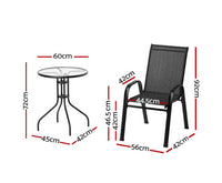 Outdoor Furniture 3PC Table and chairs Stackable Bistro Set
