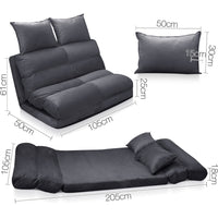 Double Size Adjustable Lounge Sofa - 5 positions Charcoal - JVEES