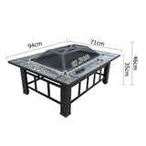 Outdoor Fire Pit BBQ Table Grill Fireplace w/ Ice Tray - JVEES